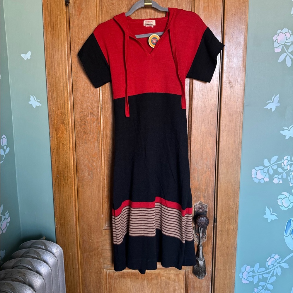 Vintage Red and Black Knit Dress